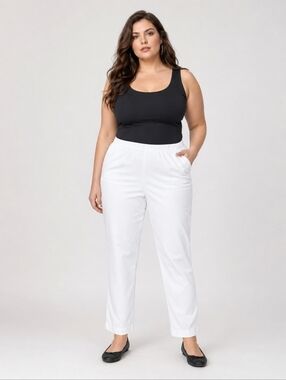 Alia | White Pull-On Straight Leg Pants